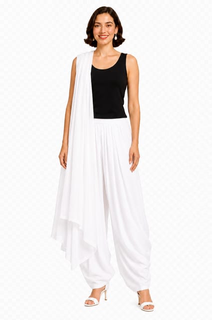 COTT PATIALA WITH STOLE - WHITE