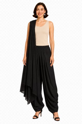 COTT PATIALA WITH STOLE - BLACK